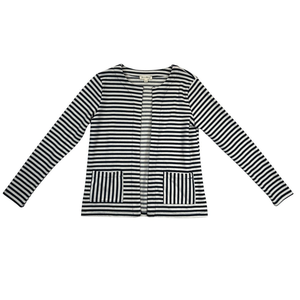 Jane and Delancey Cardigan Jacket Womens Small Blue White Striped Open Front